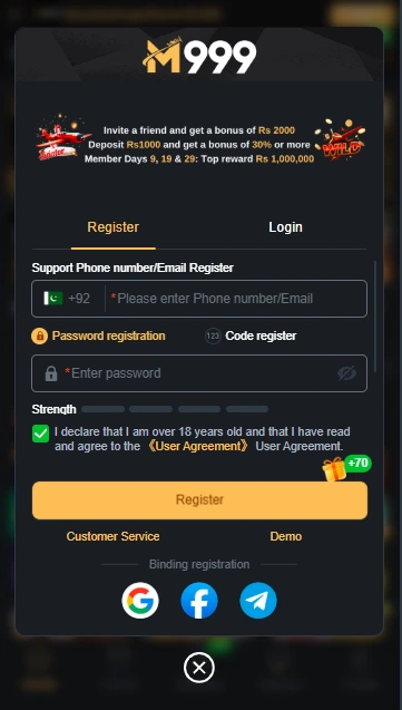 M999 Game Registration and Login